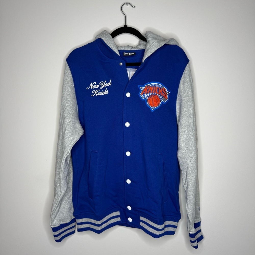 New York Knicks Throwback Prep Chenille Full Snap Hoodie - Picture 3 of 10